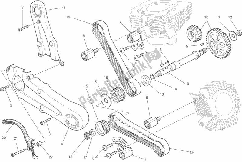All parts for the Timing Belt of the Ducati Monster 795 ABS Corse Stripe CHN-Thailand 2015